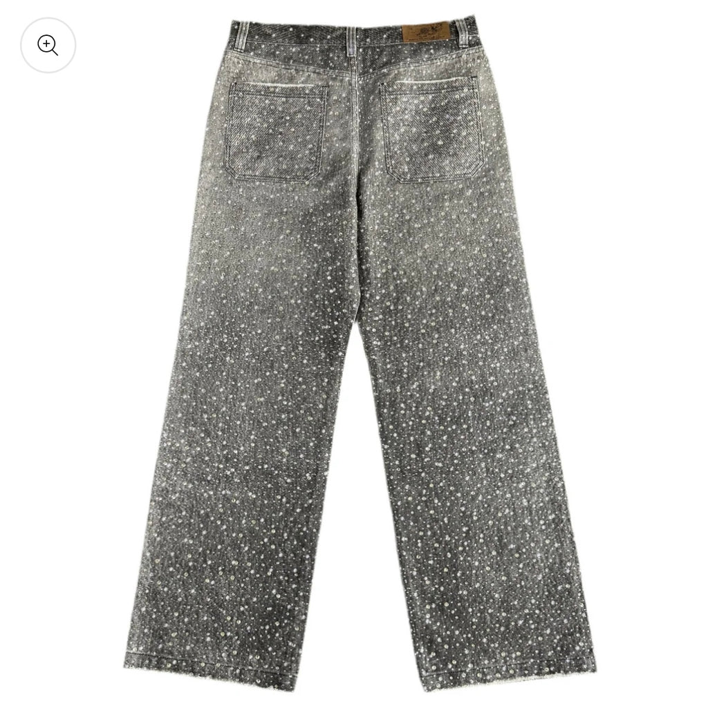 Birth Of Royal Child 3D Printing Washed 20k Swarovski Diamond Boro Denim Black