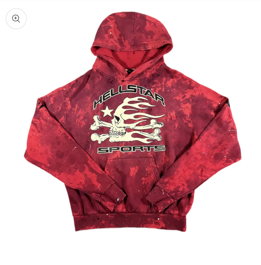 Hellstar Sports Red Tye-Dye Skull Hoodie