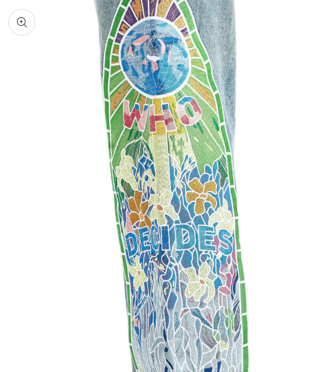 Who Decides War Cowboy Embroidered Denim