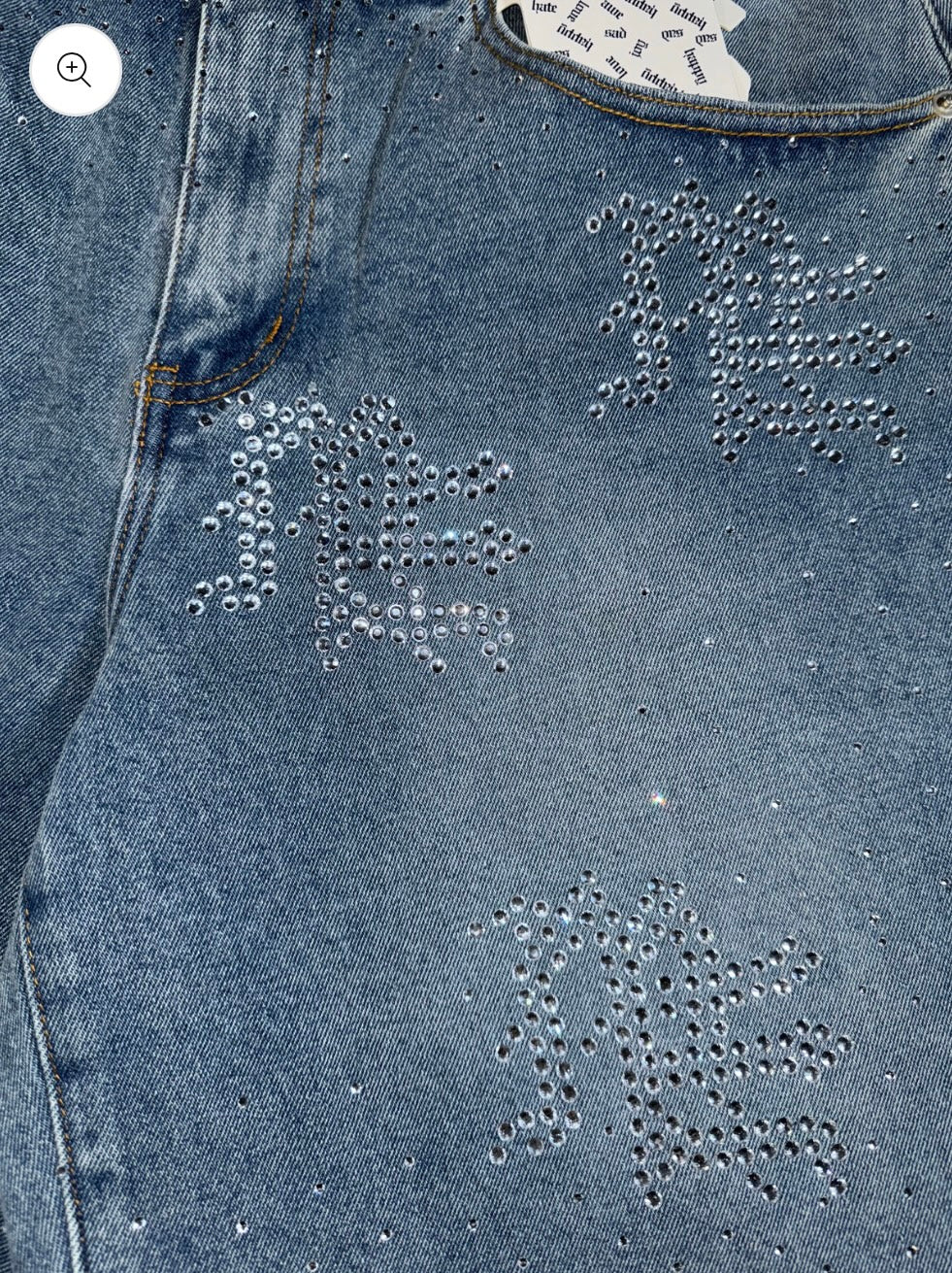 Mixed Emotion ‘ME’ Rhinestone Denim Shorts