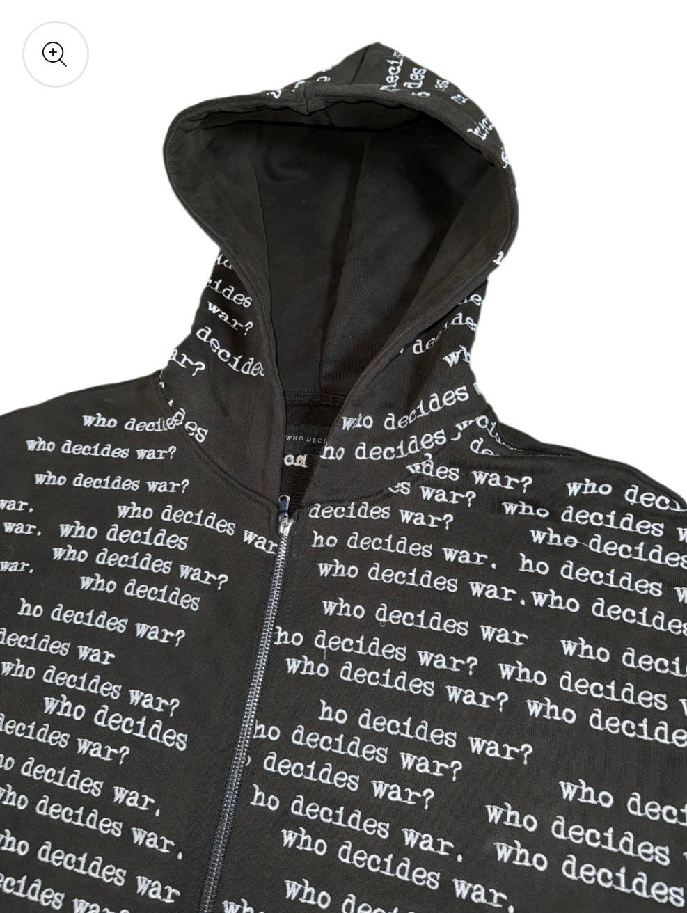 Who Decides War Black Scripture Zipper Hoodie